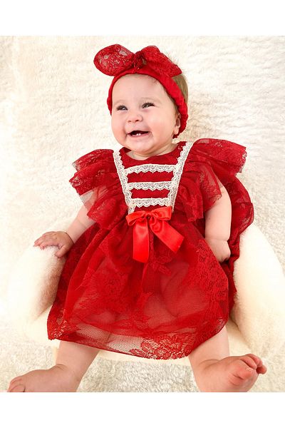 aysskids Liya Bandana Baby Girl Romper