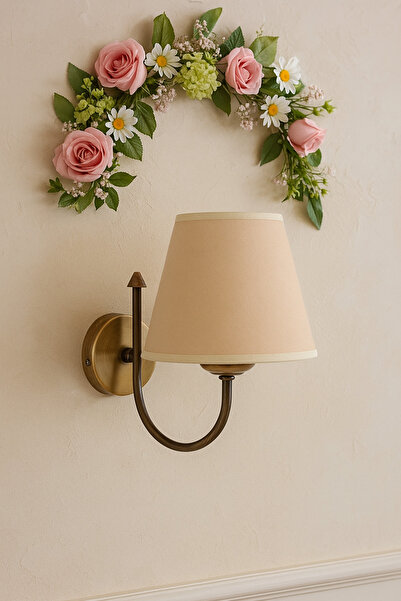 Tel Lighting Kumaş Başlık, Metal Eskitme Gövde Aplik