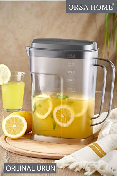 ORSA HOME Kristal Işıl Sürahi Antrasit Kapaklı 2.2 Litre