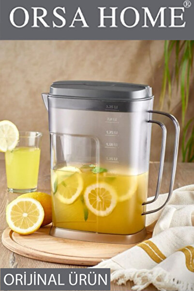 ORSA HOME Kristal Işıl Sürahi Antrasit Kapaklı 2.2 Litre