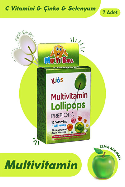 Multiball Kids Multıvıtamın Lollıpops Prebıotıc 7li