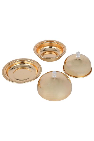 Alsaif Gallery Tofaria set with 2 dates with a steel lid from Al Saif Gallery, 3 pieces - gold