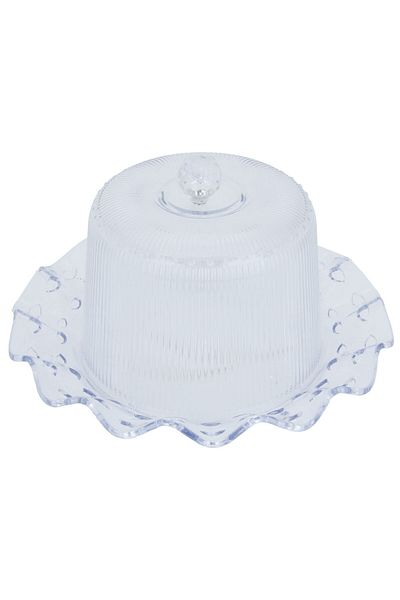 Alsaif Gallery Al Saif Gallery cake plate with plastic cover, 28x28x13 cm - white