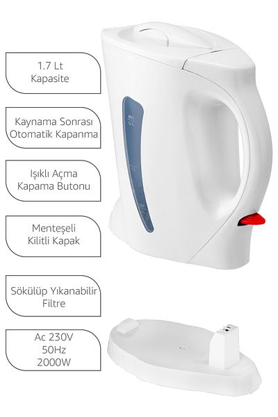 AWOX Nova Kettle White, 2000 W 1.7 Lt Kettle