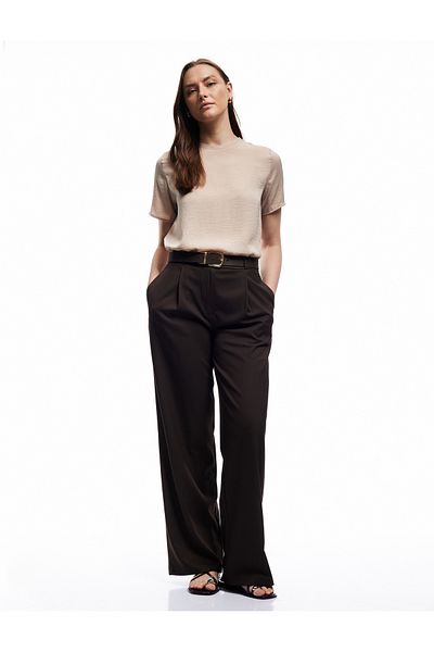 Koton Aerobin Fabric Short Sleeve Crew Neck Satin Blouse