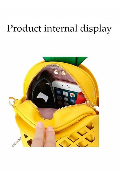 Generic Women's Pineapple Wallet, Personalized Creative Hollow Design Bag, Yellow Crossbody Shoulder Bag