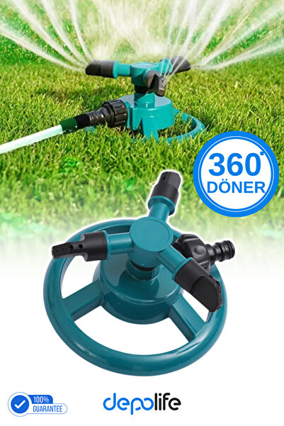 Depolife Bahçe sulama fıskıyesi  hortum klipsli yağmurlama fiskiyesi 360 derece döner başlık ayarlanır nozul