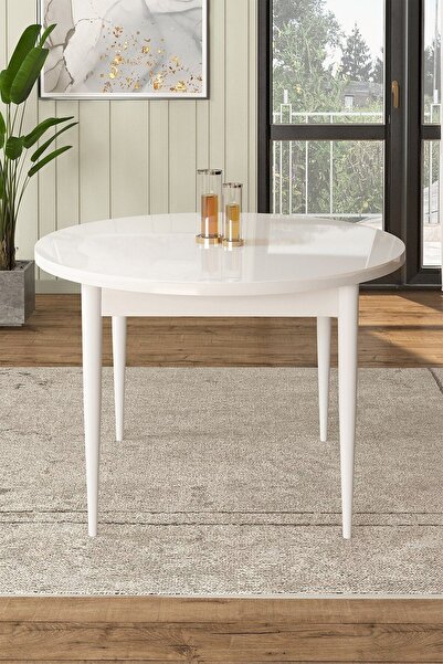 Canisa Concept Rox Serisi Yuvarlak 90x90 Sabit Beyaz Mutfak Masası