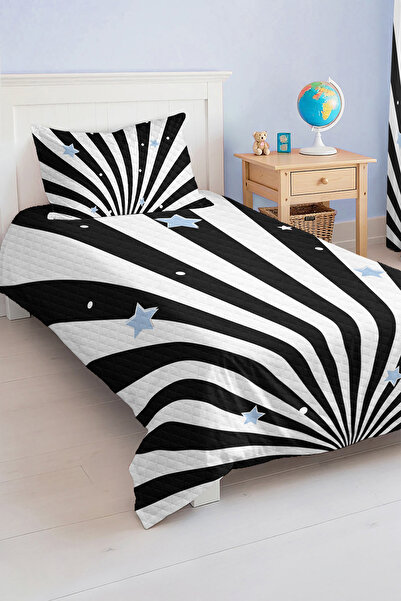 Realhomes Star Patterned Striped Children's and Teenager's Room Pique Set Bedspread