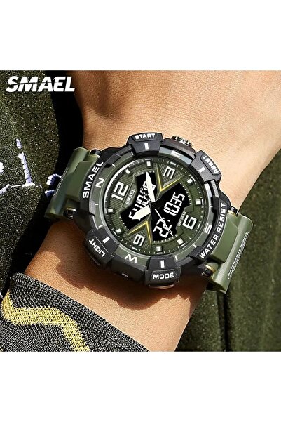 SMAEL 8076 Yeşil Renk Dijital Ve Analog Erkek Kol Saati
