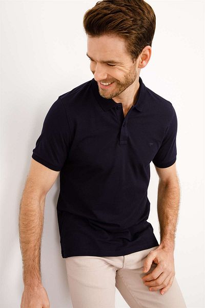 İgs Ανδρικό μπλουζάκι Navy Blue Modernfit / Slim Fit Polo Neck T-shirt