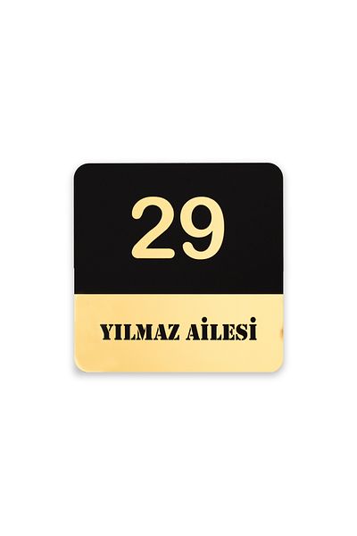 HippoDeco Black Mdf Door Number Board with Gold Plexi Writing – Modern Door Sign