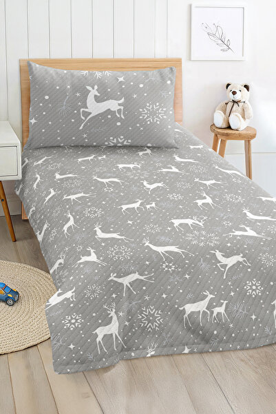 Realhomes مجموعة مفرش سرير منقوشة باللون الرمادي لغرفة الأطفال والمراهقين