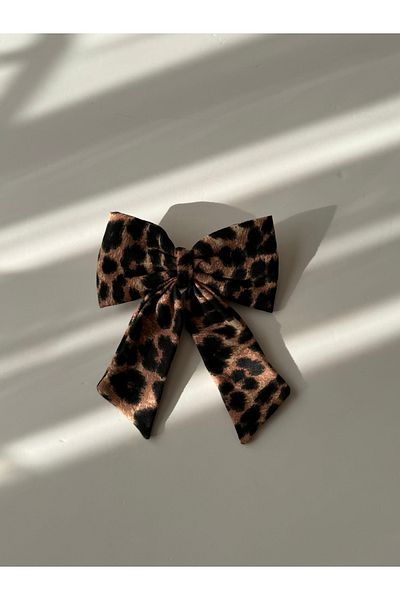 AGAPI Leopard Pattern Ribbon Buckle Women's Bow Leopard Buckle
