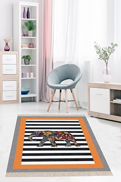 on the clouds Fil Desenli Etnik Dijital Baskı Yıkanabilir Modern Salon Filli ...