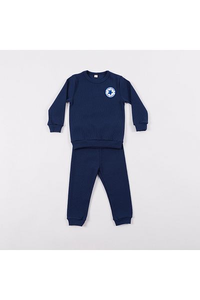Zuppers Boy's Cotton Ribbed Top and Bottom Set - Navy Blue