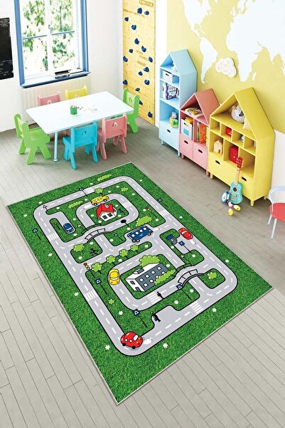 farbala Yeşil Araba Trafik Yolu Kaymaz Taban Leke Tutmaz Yıkanabilir İnce Yaz...