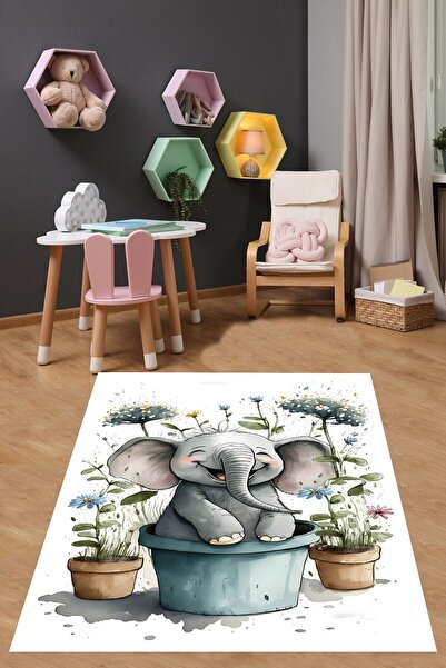 farbala Çiçekli Bebek Fil Kaymaz Taban Leke Tutmaz Yıkanabilir İnce Yazlık Ek...