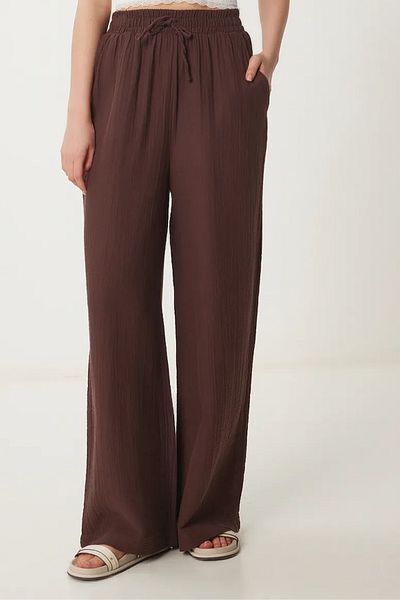Balenbi Women's Elastic Waist Palazzo Muslin Trousers 1096