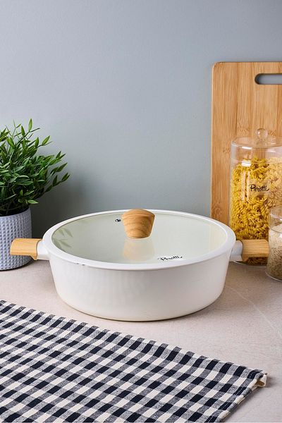 Perotti Danish Cook Beige Induction Base Carnıyarık Pot 28 cm