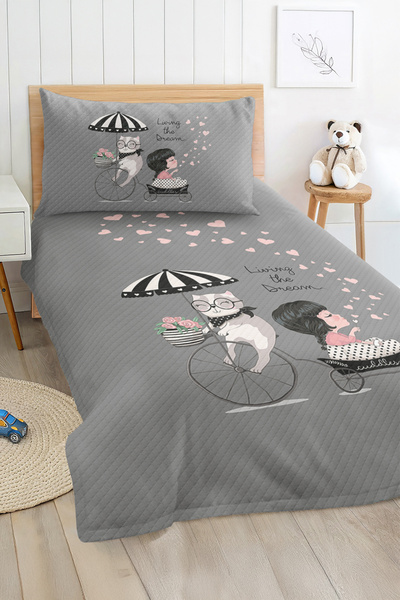 Realhomes مجموعة غطاء سرير بيكيه لغرفة الأطفال والمراهقين بنمط حيوانات لطيفة