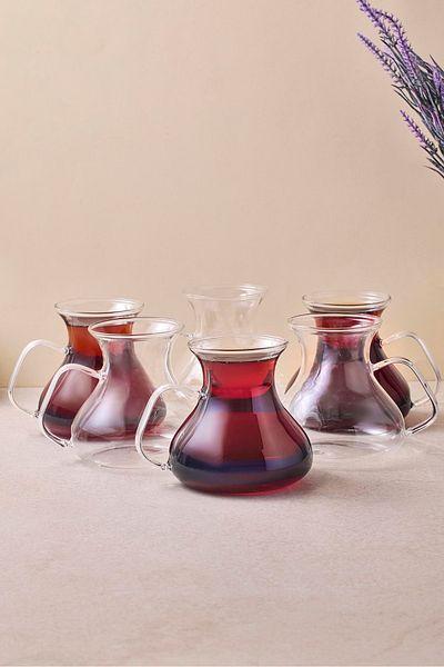 Perotti 16043 Ehl-I Keyf Set of 6 Borosilicate Glass Tea Cups 200 ml