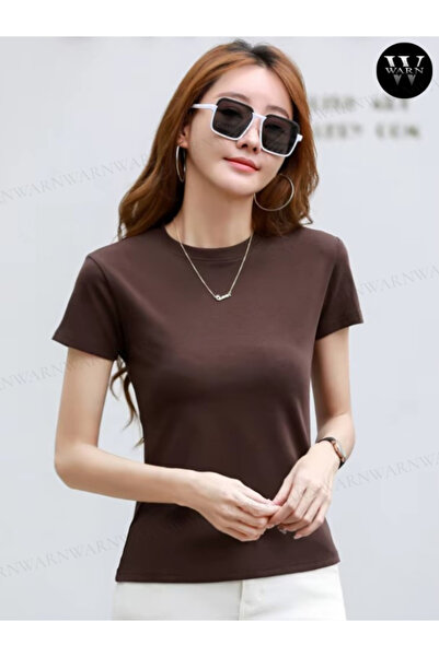 warn Γυναικείο μπλουζάκι με κοντό μανίκι με λαιμόκοψη, καλοκαιρινό βαμβακερό