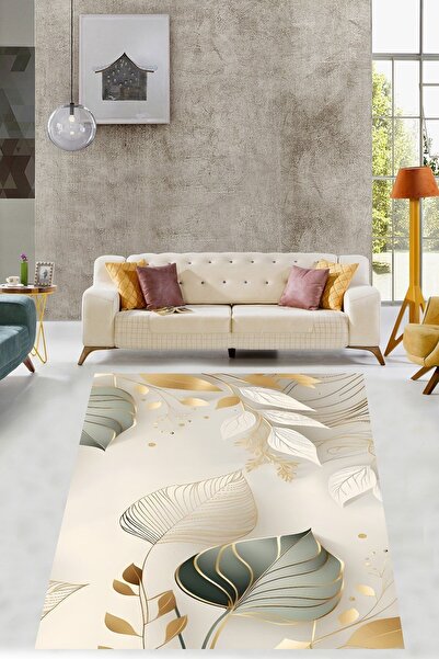 Genel Markalar Yaprak Desenli Modern Minimalist Lüks Kaymaz Taban Leke Tutmaz...