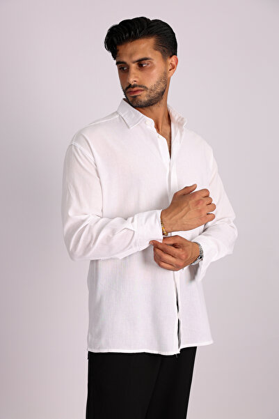 JAKOTTO Breathable Fabric Long Sleeve Men's Collared Shirt Cotton