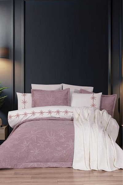 Çeyiz Diyarı Jasmin 10 Piece Dowry Set with Blanket Dusty Rose