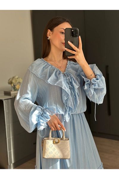 My Blog Rochie Toulon cu detaliu cu volan albastru - 204126