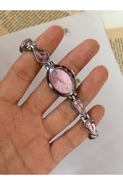 chaoyada Drop Stone Cord Pink Vintage Watch in Gift Box