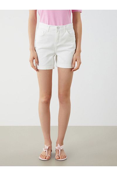 LC Waikiki Jeans White Boyfriend Fit Women's Jean Shorts