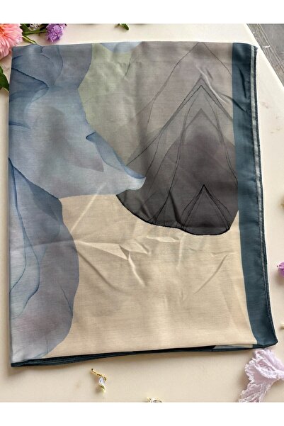 Lavena scarfs Σειρά Lotus Floral Pattern Βαμβακερό Ψηφιακό Μαλακό Σάλι - Indigo