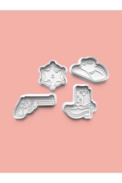 AKTASTORE قالب كوكيز على شكل رعاة البقر وقالب عجينة السكر، مجموعة من 4 قطع 02...