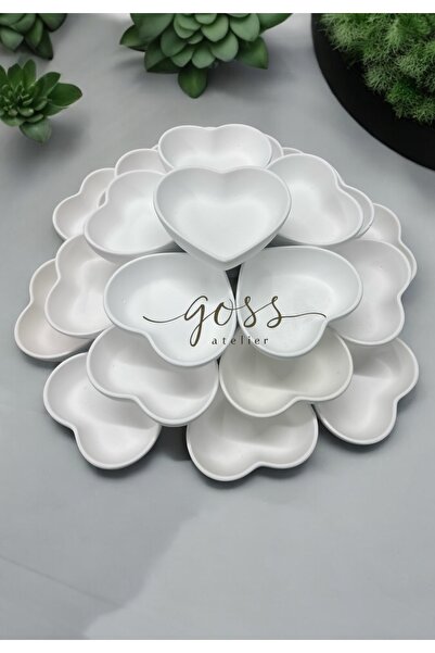 goss atelier El Yapımı Kalp Model Beton Mumluk - 20 Adet Mini Kase Hediyelik ...