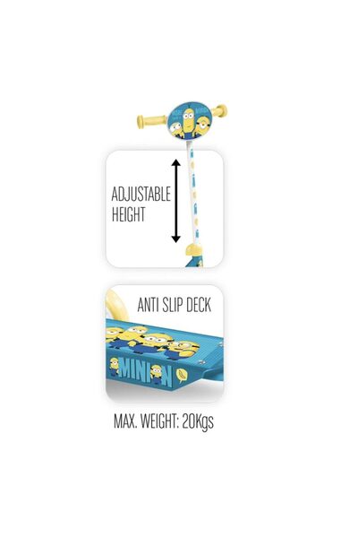 STAMP Trotineta cu 3 roti, model Minions, max 20 kg, 2+, ghidon reglabil, 54x68-73.5x23 cm, albastru