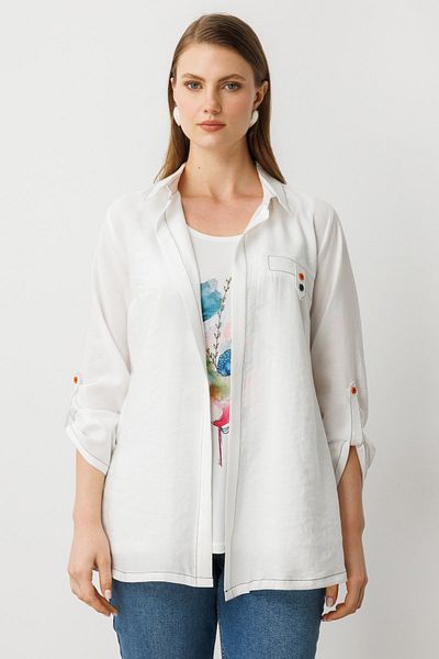 Ekol Trench with Patterned Blouse Inside