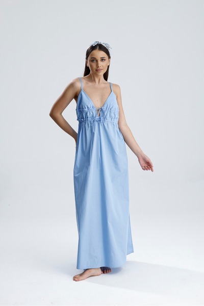 COLLECTİON Tina Poplin Long Ankle Length Women's Dress with Adjustable Strap