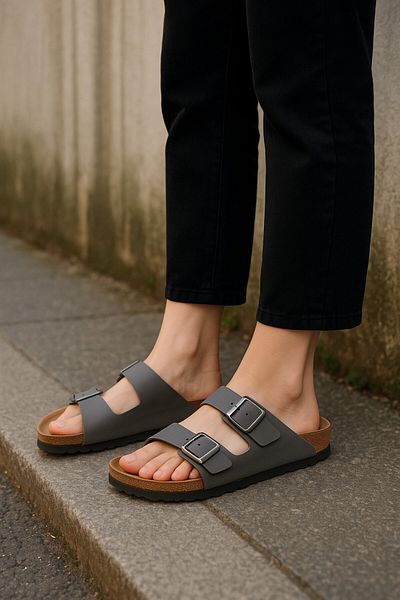Afşin Buckle Model Orthopedic Women's Slippers Stylish Comfortable