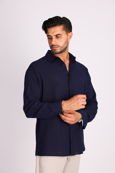 JAKOTTO Breathable Fabric Long Sleeve Men's Collared Shirt Cotton