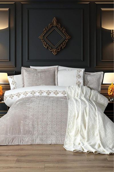Çeyiz Diyarı Opal 10 Piece Blanket Dowry Set Cream