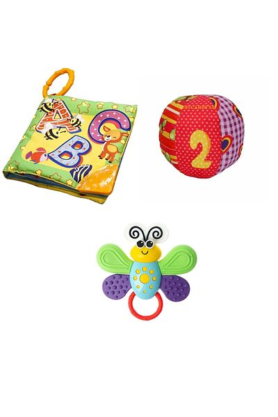 ByCaretta By Caretta Rustling Fabric Book Rattle Fabric Ball Butterfly Teether