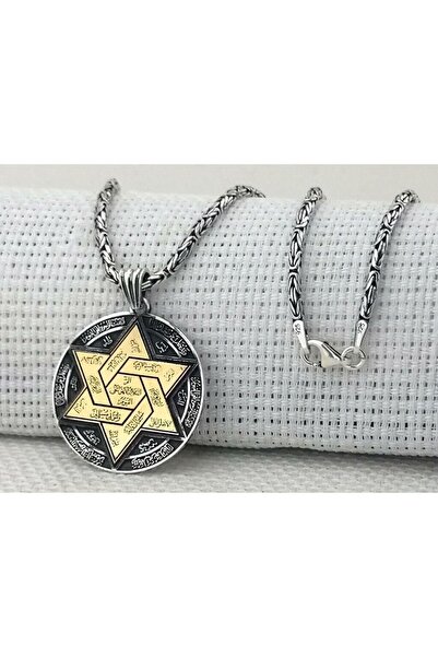 shop Hz Süleyman Mührü Kral Zincirli 925 Ayar Gümüş Erkek Kolye