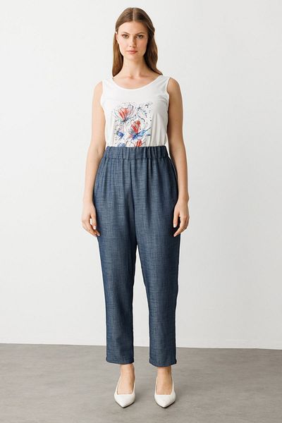 Ekol Elastic Waist Pipe Leg Trousers