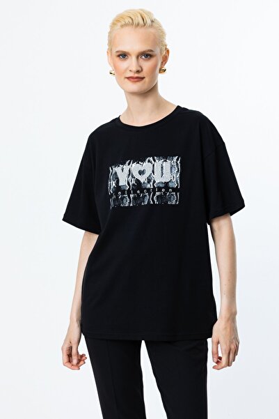 ON Bluză din bumbac brodată cu piatră imprimată