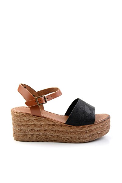 Bambi Siyah Leather Kadın Sandalet K05197004003