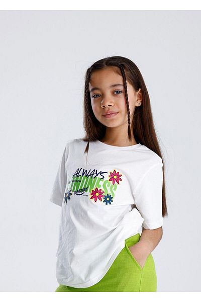 MiaBaby Tricou de bază cu imprimeu pentru fetiță 100% bumbac