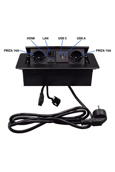 ATOMKIT Built-in Socket, ATOMKIT, 2 Schuko Sockets, USB-A+C, HDMI Input, Network Input