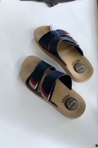 GEZER Black Two Stripes 1 Piece (There Is a Beige Red Series on the Strip) Orthopedic Slippers Quality Convenient Stylish